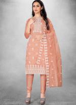 Modal Chanderi Peach Traditional Wear Embroidery Work Churidar Suit